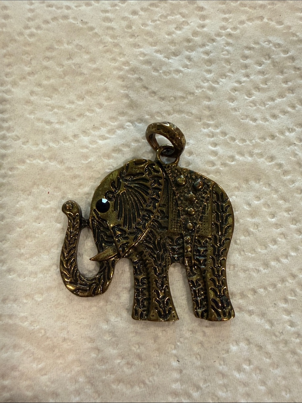 Vintage Brass/Gold-Tone Elephant Pendant - Decorative Statement Charm